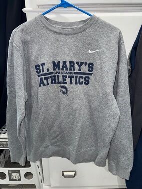 Unisex Nike Gray Crewneck Sweatshirt with Navy St. Mary's Athletics Print